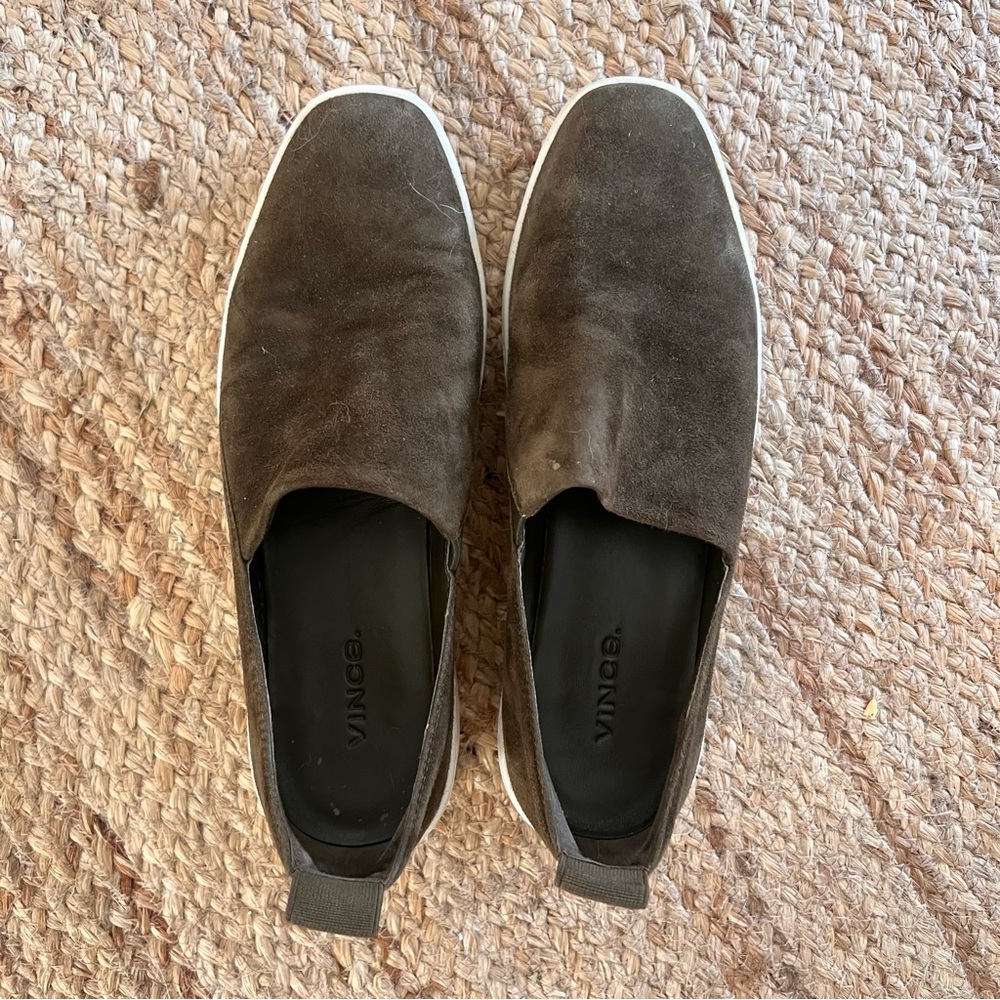 Vince Olive Green Suede-like Sneaker